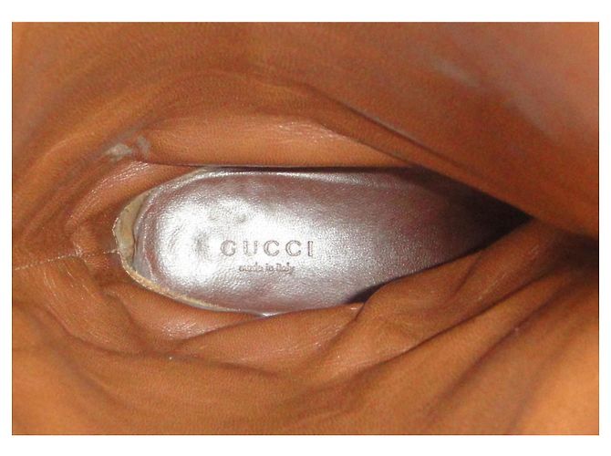 Gucci Botas Altas de Cuero Marrón Castaño - vista 7