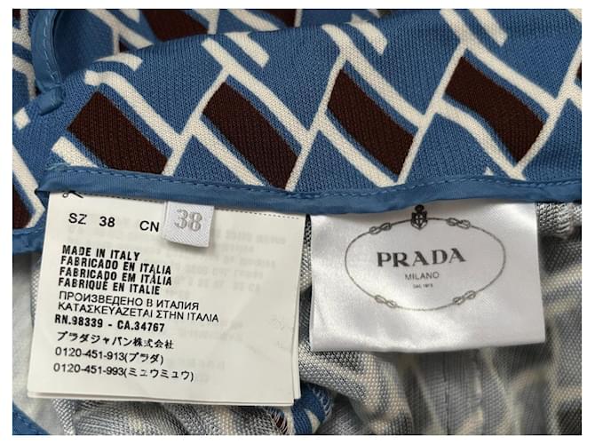 Prada Calça Larga Estampada em Viscose Marrom Branco Azul - vista 4
