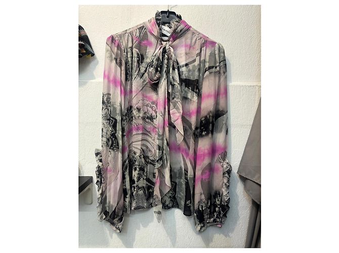 Blusa Emilio Pucci de seda estampada con lazo Negro Rosa Multicolor Gris - vista 2