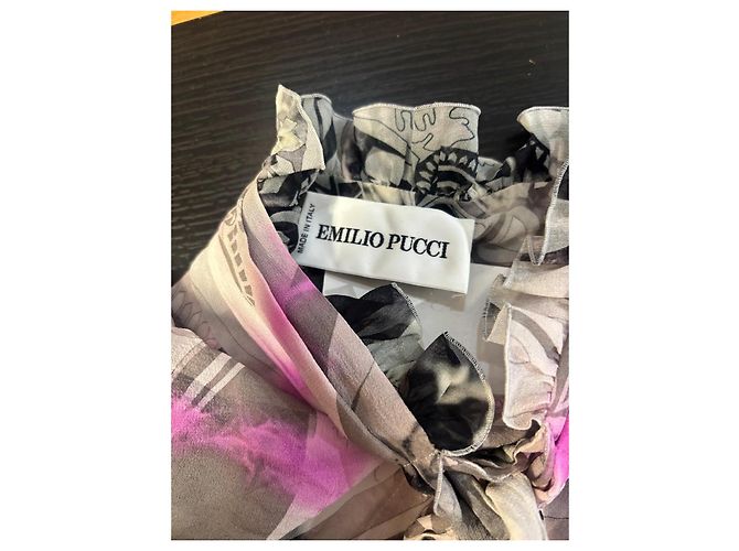 Blusa Emilio Pucci de seda estampada con lazo Negro Rosa Multicolor Gris - vista 4