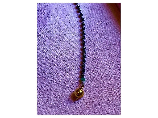 Autre Marque Collana multi-filo in perline e pietre preziose con chiusura dorata Rosso D'oro Verde - vista 6
