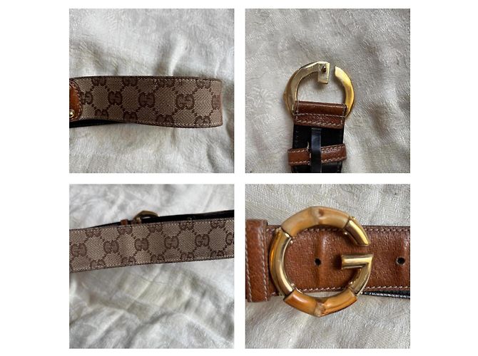 Cintura Gucci GG Supreme e Bambù Marrone Monogramma - vista 11
