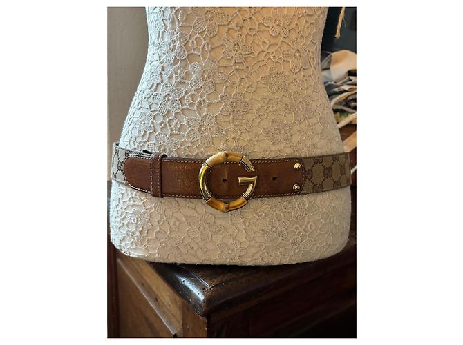 Cintura Gucci GG Supreme e Bambù Marrone Monogramma - vista 2