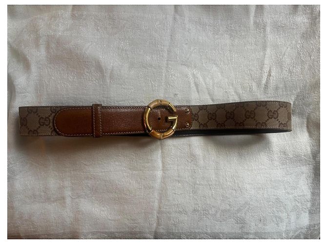 Cintura Gucci GG Supreme e Bambù Marrone Monogramma - vista 3