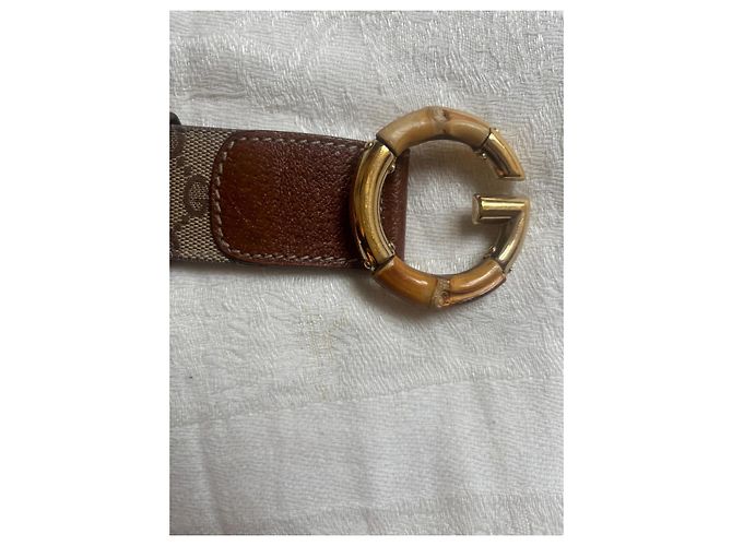 Cintura Gucci GG Supreme e Bambù Marrone Monogramma - vista 6