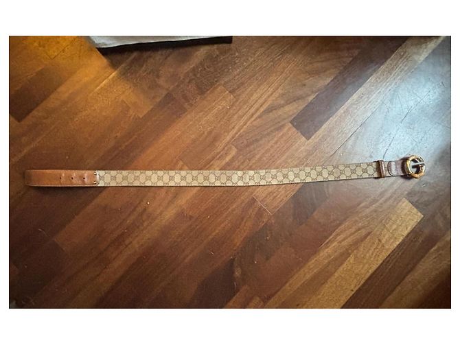 Cintura Gucci GG Supreme e Bambù Marrone Monogramma - vista 8