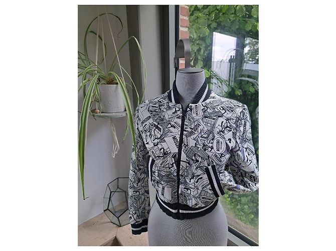 Giacca Bomber Moschino Couture! con Stampa Grafica Nero Rosso Blu Multicolore Giallo - vista 2
