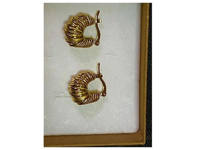Autre Marque Orecchini a cerchio scanalati placcati oro D'oro - vista 6
