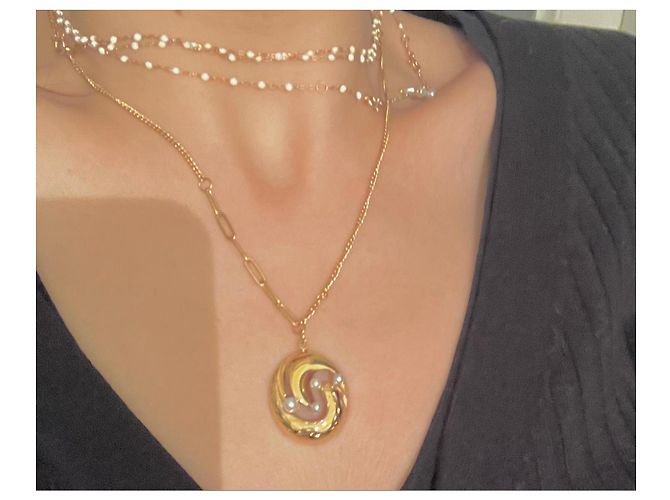 Autre Marque Collana dorata con perle e pendente D'oro - vista 4