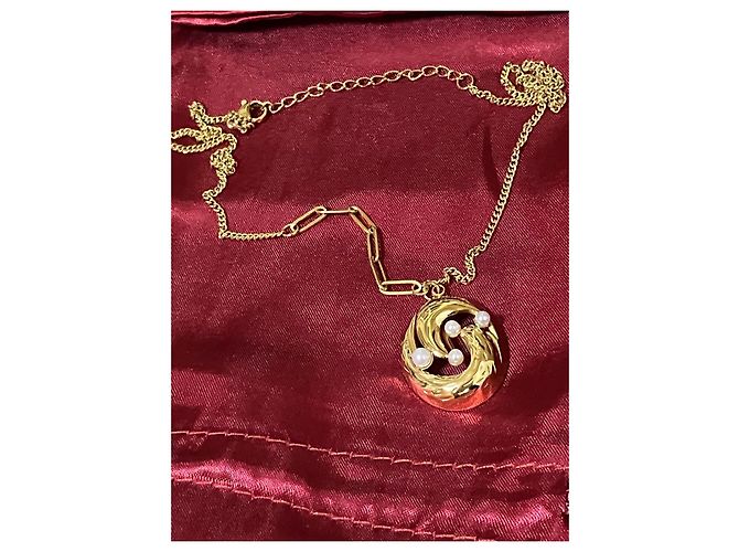Autre Marque Collana dorata con perle e pendente D'oro - vista 5