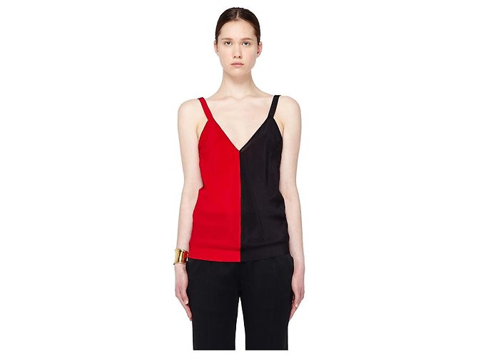 Haider Ackermann Top Canottiera Bicolore Nero Rosso - vista 2