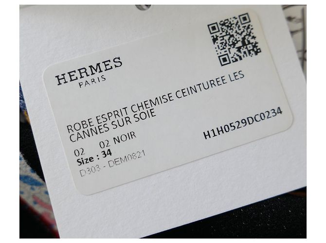 Hermès Les Cannes Seidenkleid Schwarz Weiß Rot Blau - Ansicht 8