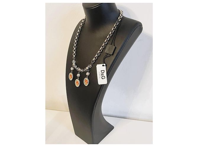Collana Dolce & Gabbana Cammeo e Cristalli Swarovski Argento Multicolore Silver hardware - vista 11
