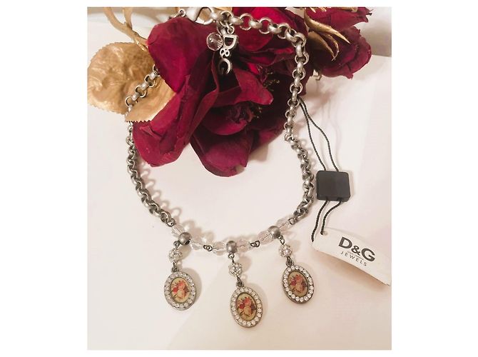 Collana Dolce & Gabbana Cammeo e Cristalli Swarovski Argento Multicolore Silver hardware - vista 15