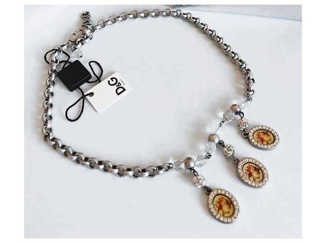 Collana Dolce & Gabbana Cammeo e Cristalli Swarovski Argento Multicolore Silver hardware - vista 19