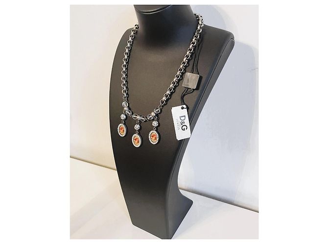 Collana Dolce & Gabbana Cammeo e Cristalli Swarovski Argento Multicolore Silver hardware - vista 5