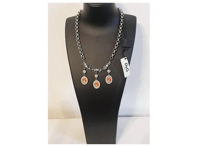 Collana Dolce & Gabbana Cammeo e Cristalli Swarovski Argento Multicolore Silver hardware - vista 7