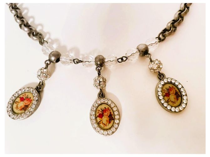 Collana Dolce & Gabbana Cammeo e Cristalli Swarovski Argento Multicolore Silver hardware - vista 8