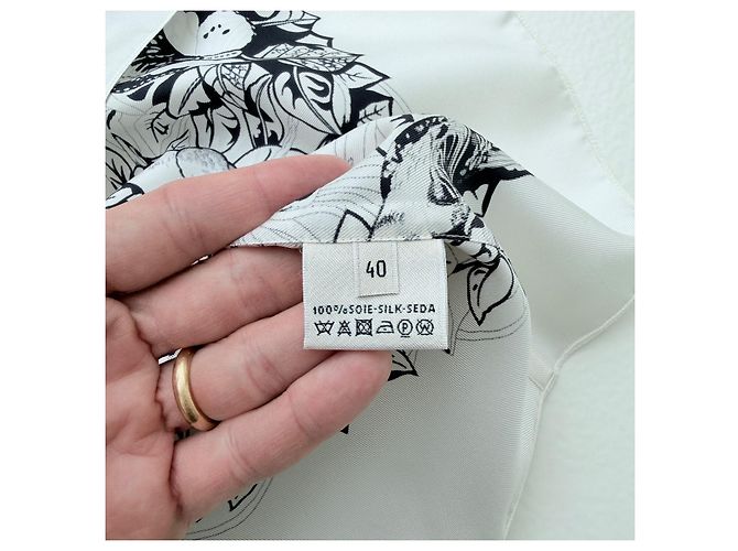 Vestido de seda Hermès "Jungle Love" Negro Blanco - vista 7