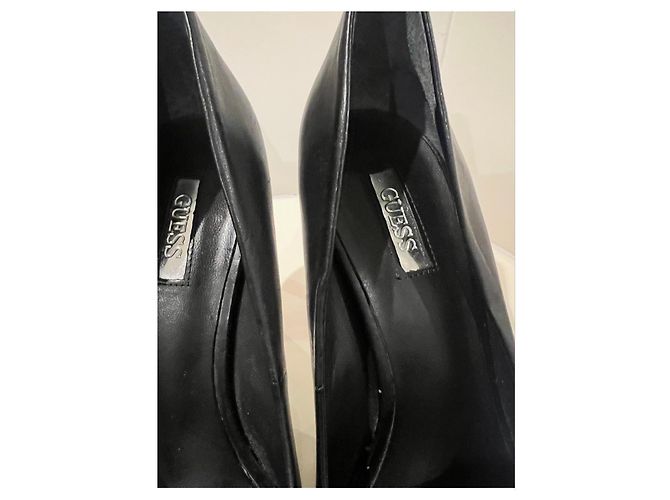 Décolleté aperte Guess in pelle nera con plateau Nero - vista 3