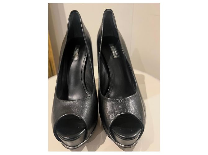 Décolleté aperte Guess in pelle nera con plateau Nero - vista 4