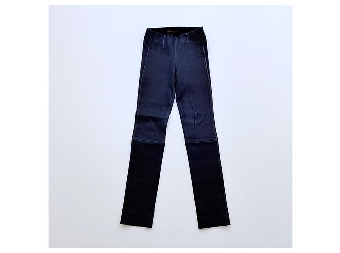 Louis Vuitton Pantalon en cuir bleu marine Pré-Fall 2013 Bleu foncé - vue 3