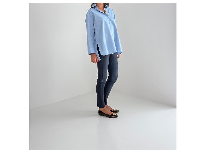Louis Vuitton Pantalon en cuir bleu marine Pré-Fall 2013 Bleu foncé - vue 5