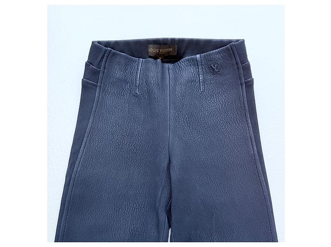 Louis Vuitton Pantalon en cuir bleu marine Pré-Fall 2013 Bleu foncé - vue 6