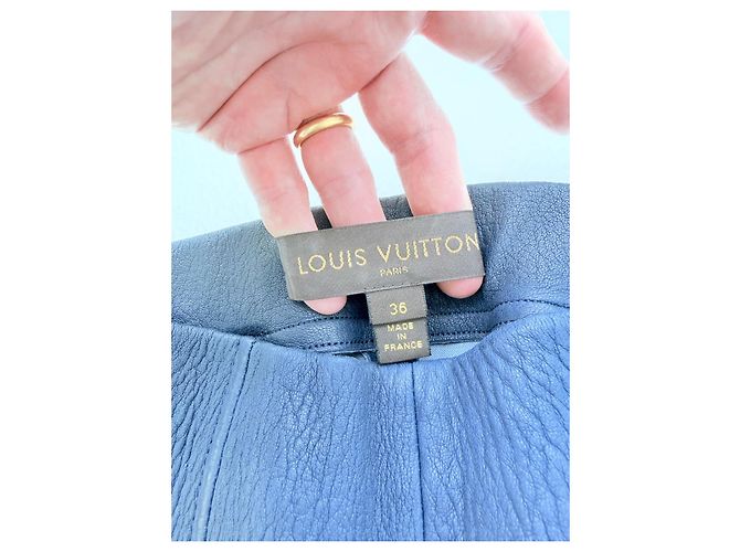 Louis Vuitton Pantalon en cuir bleu marine Pré-Fall 2013 Bleu foncé - vue 7