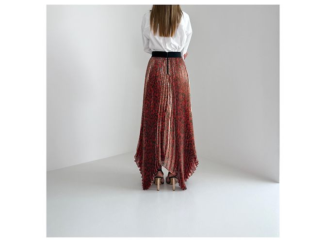 Alice + Olivia Gonna maxi plissettata leopardata Fall 2018 Rosso Stampa leopardo - vista 10