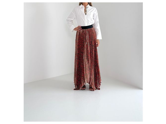 Alice + Olivia Gonna maxi plissettata leopardata Fall 2018 Rosso Stampa leopardo - vista 2