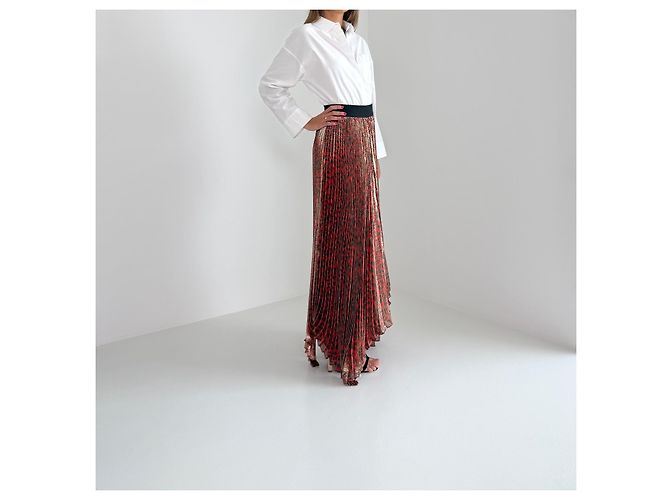 Alice + Olivia Gonna maxi plissettata leopardata Fall 2018 Rosso Stampa leopardo - vista 3