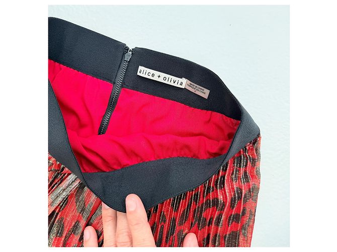 Alice + Olivia Gonna maxi plissettata leopardata Fall 2018 Rosso Stampa leopardo - vista 7