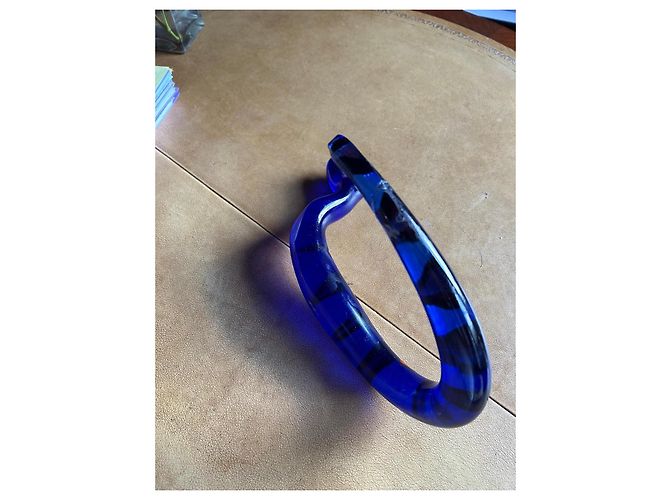 Autre Marque Boda Kosta Konstglas Blue Glass Serpent Sculpture Black White Red - view 9