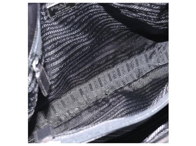Borsa Tote PRADA in plastica con catena in pelle nera e argento Auth bs35453 Nero - vista 11