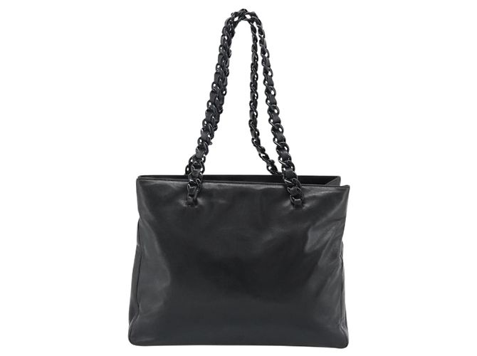 Borsa Tote PRADA in plastica con catena in pelle nera e argento Auth bs35453 Nero - vista 13