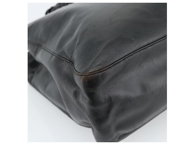 Borsa Tote PRADA in plastica con catena in pelle nera e argento Auth bs35453 Nero - vista 14