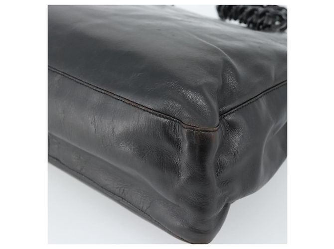 Borsa Tote PRADA in plastica con catena in pelle nera e argento Auth bs35453 Nero - vista 15