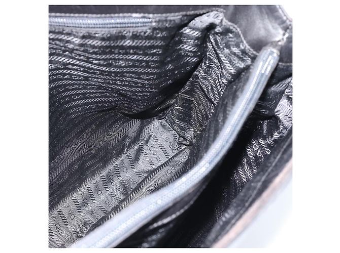 Borsa Tote PRADA in plastica con catena in pelle nera e argento Auth bs35453 Nero - vista 17