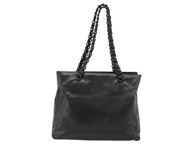 Borsa Tote PRADA in plastica con catena in pelle nera e argento Auth bs35453 Nero - vista 2