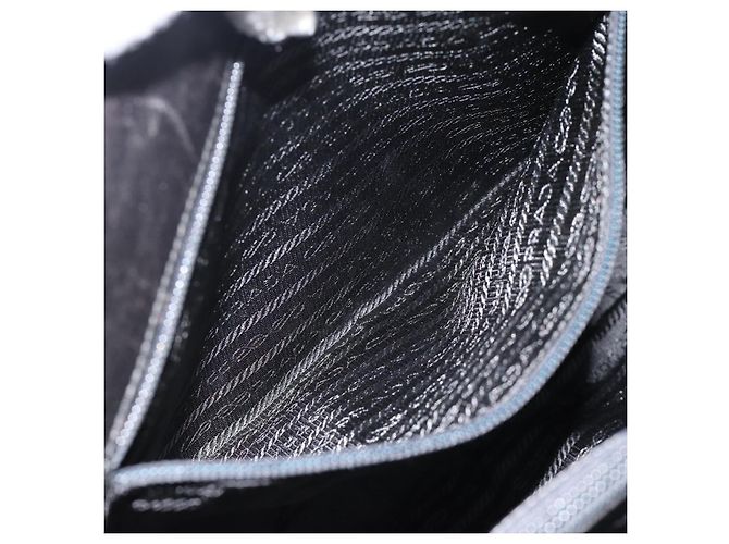 Borsa Tote PRADA in plastica con catena in pelle nera e argento Auth bs35453 Nero - vista 20