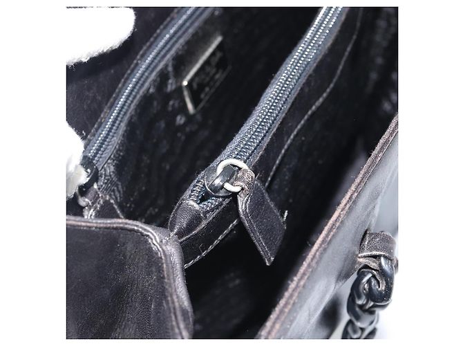 Borsa Tote PRADA in plastica con catena in pelle nera e argento Auth bs35453 Nero - vista 21