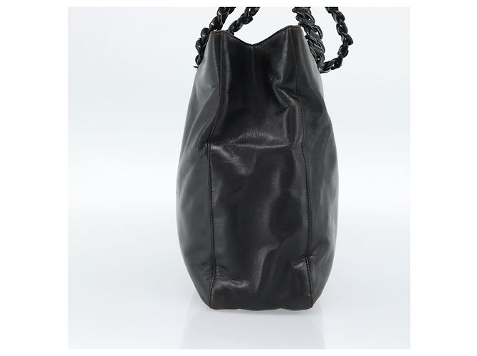 Borsa Tote PRADA in plastica con catena in pelle nera e argento Auth bs35453 Nero - vista 4