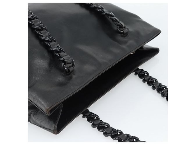 Borsa Tote PRADA in plastica con catena in pelle nera e argento Auth bs35453 Nero - vista 6