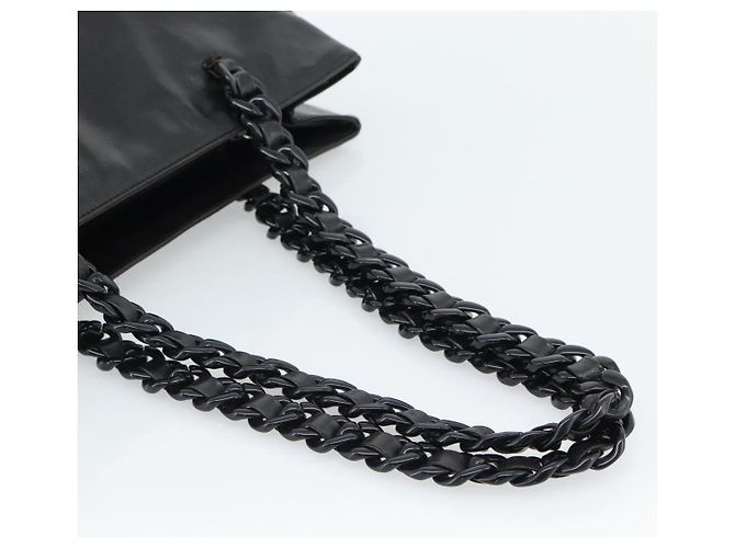 Borsa Tote PRADA in plastica con catena in pelle nera e argento Auth bs35453 Nero - vista 7