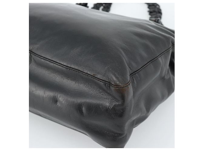Borsa Tote PRADA in plastica con catena in pelle nera e argento Auth bs35453 Nero - vista 9