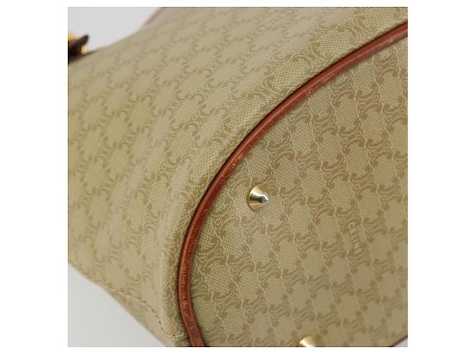 Céline Borsa Tote CELINE Macadam Canvas PVC Beige Oro Auth 183002 D'oro - vista 15