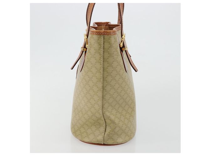 Céline Borsa Tote CELINE Macadam Canvas PVC Beige Oro Auth 183002 D'oro - vista 3
