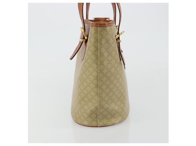 Céline Borsa Tote CELINE Macadam Canvas PVC Beige Oro Auth 183002 D'oro - vista 4