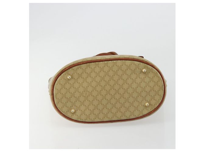 Céline Borsa Tote CELINE Macadam Canvas PVC Beige Oro Auth 183002 D'oro - vista 5